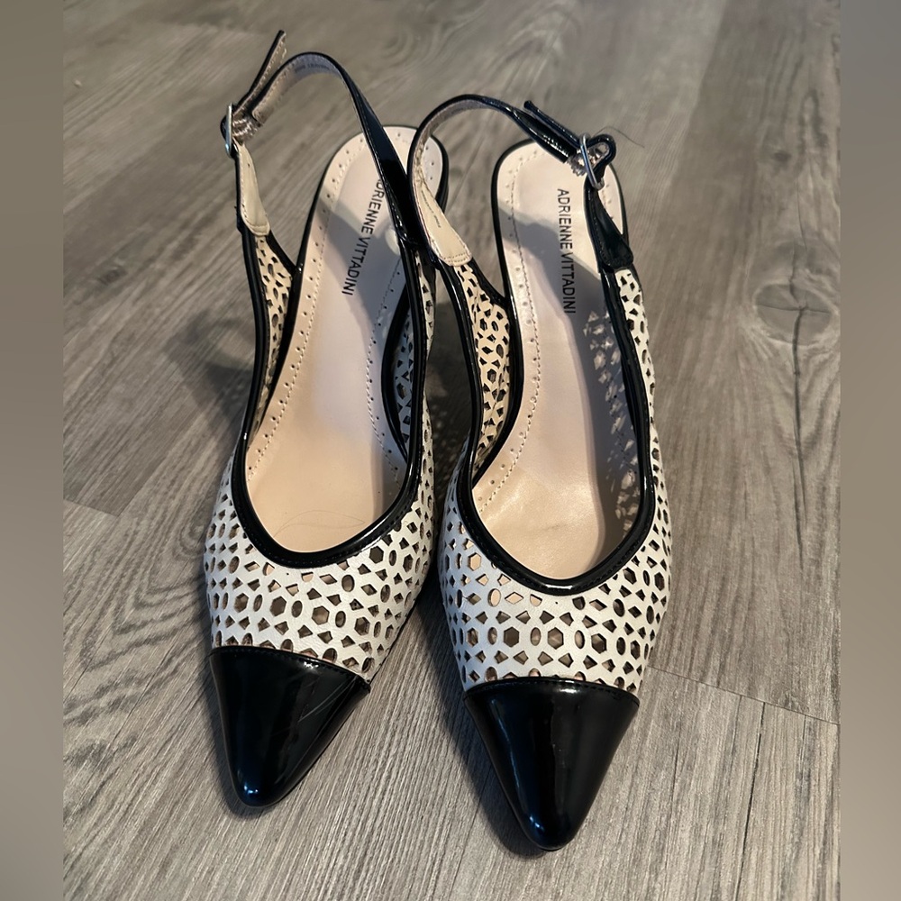 Adrienne Vittadini | White & Black Professional Heels | Size 9M